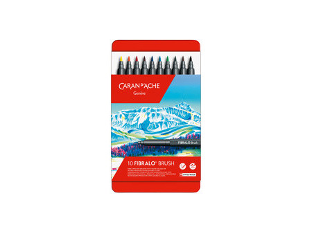 CARAN D'ACHE Feutre FIBRALO Brush, étui métal de 10