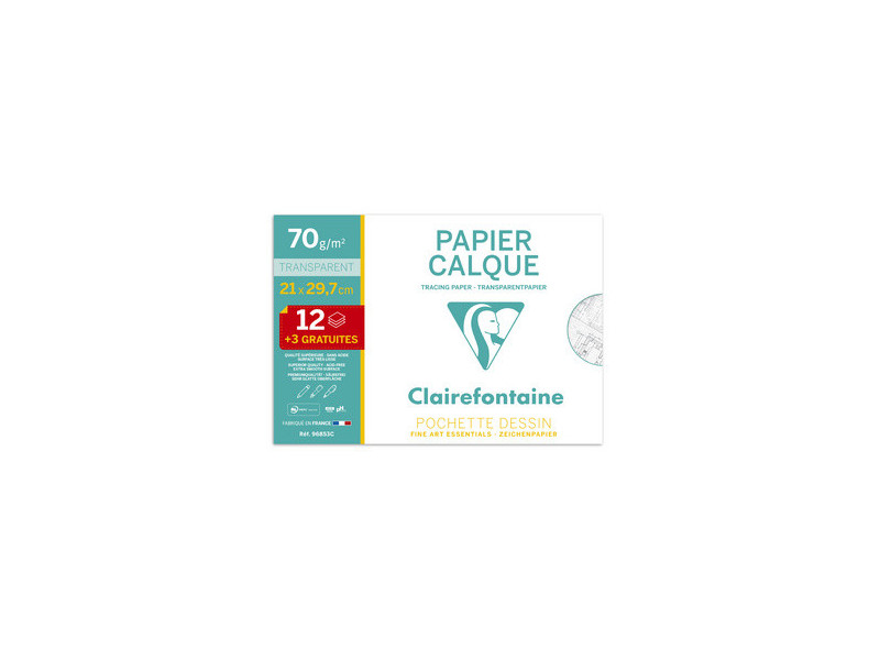 Clairefontaine Papier calque, A4, 70 g/m2, pack promo