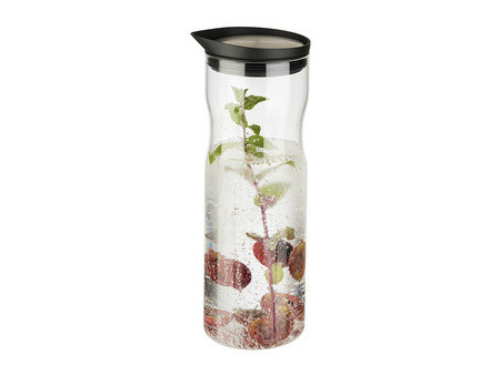 APS Carafe en verre avec couvercle, 1,2 litre, verre/inox