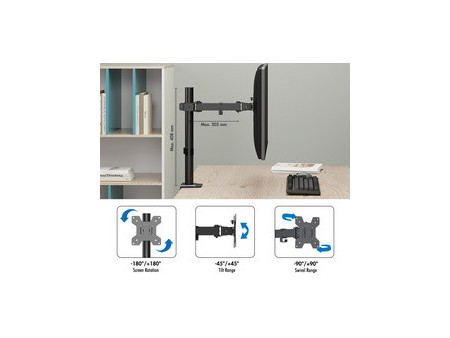 LogiLink Bras support pour écran, longueur bras 202 mm, noir