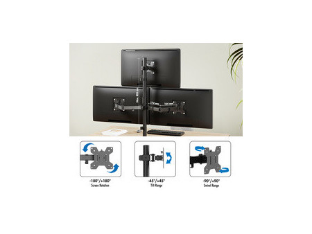 LogiLink Support triple écran, longueur bras 376 mm, noir