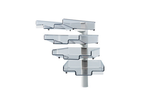 Hansa Colonne pivotante avec 4 bacs courrier, gris clair
