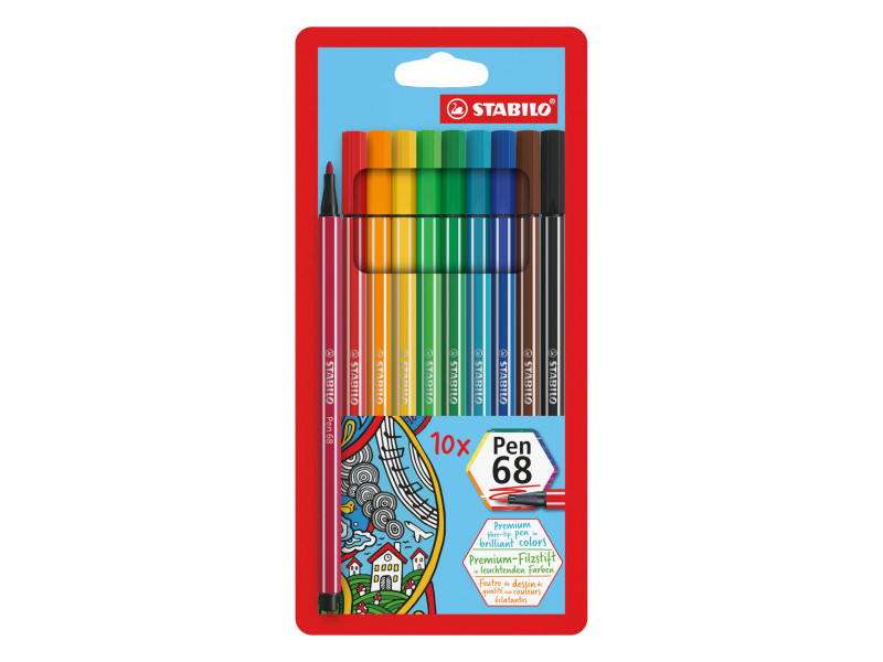 STABILO Feutre Pen 68, étui en carton de 10