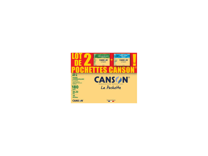 CANSON Papier à dessin 'C' à grain, 240 x 320 mm, lot de 3