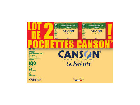 CANSON Papier à dessin 'C' à grain, A4, lot de 2