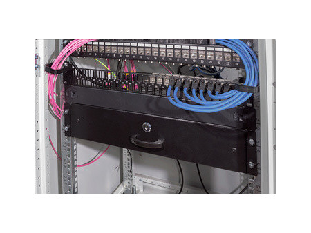 LogiLink Tiroir pour rack 19', 2 U, verrouillable, noir