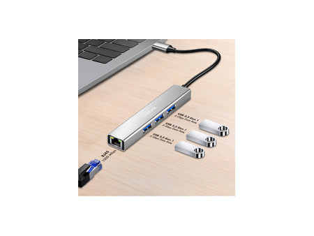 LogiLink Hub USB 3.2 Gen1, 4 ports, boîtier aluminium, gris