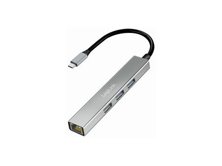 LogiLink Hub USB 3.2 Gen1, 4 ports, boîtier aluminium, gris