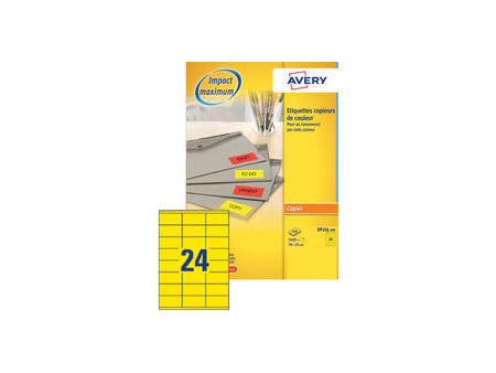 AVERY Etiquette d'adresse, 70 x 35 mm, jaune fluo