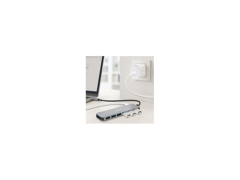 LogiLink Hub USB 3.2 Gen1, 7 ports, boîtier aluminium, gris