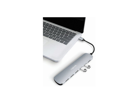 LogiLink Hub USB 3.2 Gen1, 7 ports, boîtier aluminium, gris