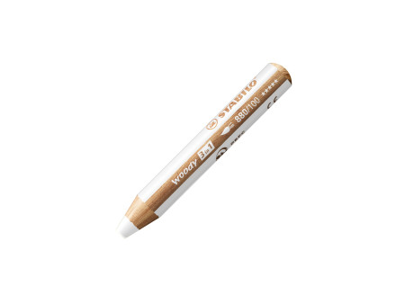 STABILO Crayon multi-talents woody 3 en 1, rond, blanc