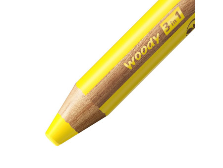 STABILO Crayon multi-talents woody 3 en 1, rond, jaune