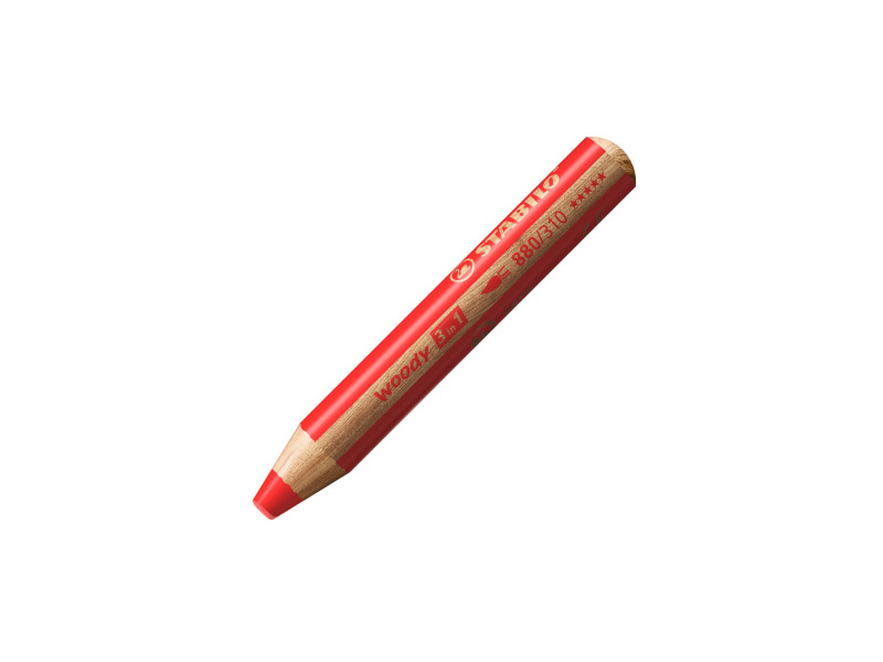 STABILO Crayon multi-talents woody 3 en 1, rond, rouge
