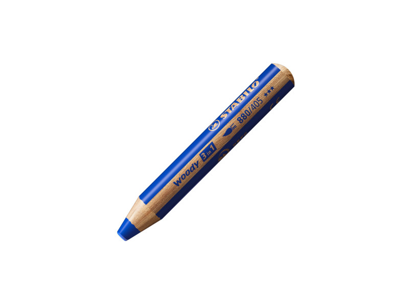 STABILO Crayon multi-talents woody 3 en 1, rond, bleu foncé