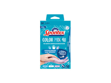 Spontex Gant en nitrile Colormix, taille: L, assorti