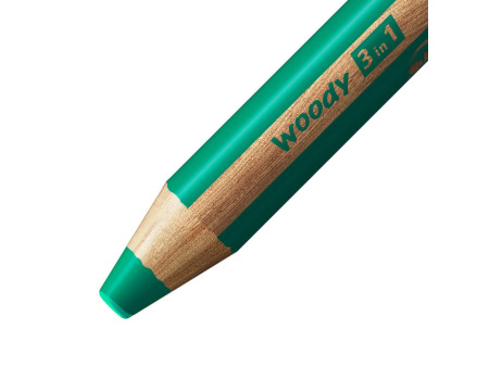 STABILO Crayon multi-talents woody 3 en 1, rond, vert foncé