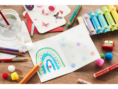 STABILO Crayon multi-talents woody 3 en 1, rond, vert foncé