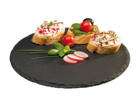 APS Plat en ardoise naturelle, diamètre: 330 mm, anthracite