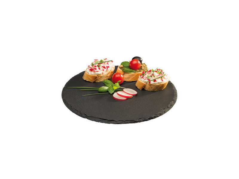 APS Plat en ardoise naturelle, diamètre: 330 mm, anthracite