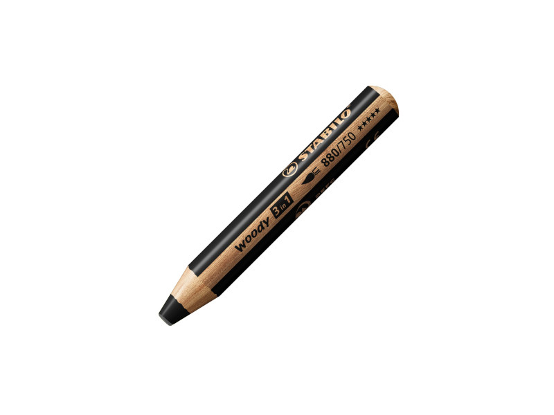 STABILO Crayon multi-talents woody 3 en 1, rond, noir