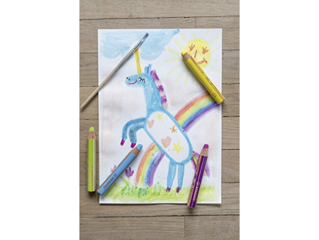 STABILO Crayon multi-talents woody 3 en 1, étui carton de 6