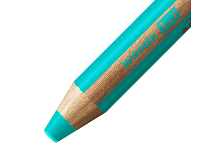 STABILO Crayon multi-talents woody 3 en 1, rond, vert jade