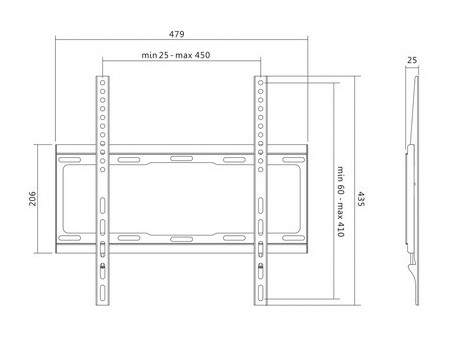 LogiLink Support mural pour TV, plat, pour 81,28 - 139,7 cm