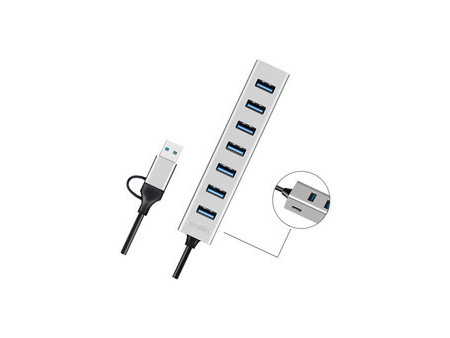 LogiLink Hub USB 3.0, 7 ports, 7x USB-A, argent