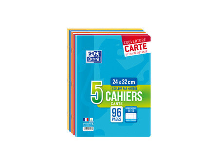 Oxford Cahier piqûre, A4, Seyès, 96 pages, lot de 5