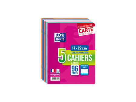 Oxford Cahier piqûre, A4, Seyès, 96 pages, lot de 5