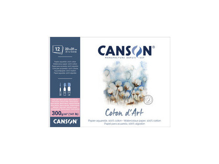 CANSON Bloc de papier aquarelle 'Coton d'Art', 230 x 310 mm