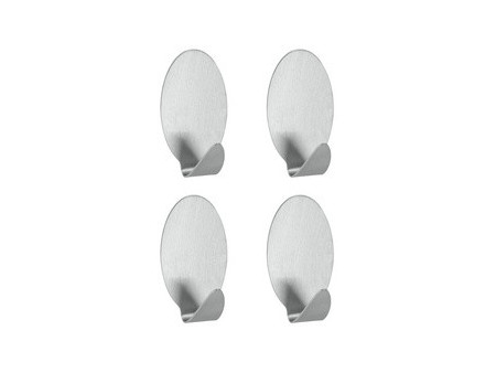 metaltex Crochet adhésif Lilliput, set de 4, ovale, inox
