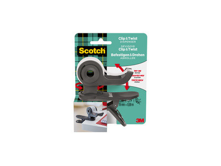 Scotch Dévidoir de ruban adhésif Clip & Twist, gris foncé