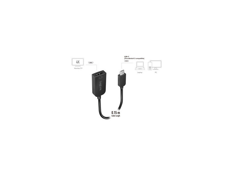 LogiLink Câble adaptateur USB-C - HDMI, noir