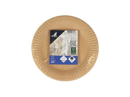 kangaro Assiette en carton, rond, diamètre: 230 mm, marron