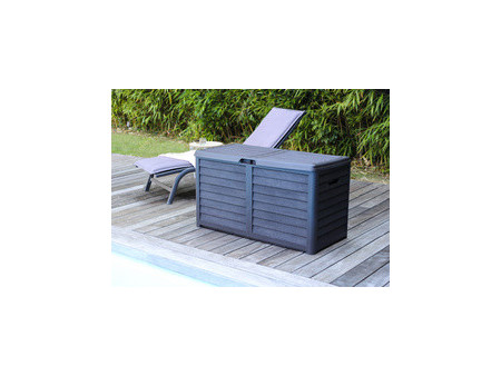 EDA Coffre de jardin BAYA, 420 L, aspect bois, anthracite