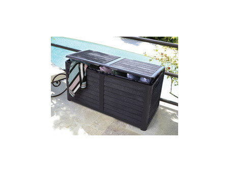 EDA Coffre de jardin BAYA, 420 L, aspect bois, anthracite