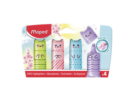 Maped Surligneur Mini PASTEL, blister de 4