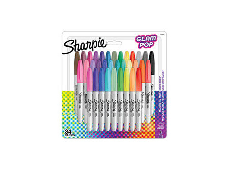 Sharpie Marqueur permanent FINE 'Glam Pop', blister de 34