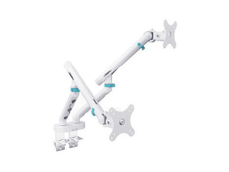 DIGITUS Bras support design pour 2 écrans, avec pince, blanc