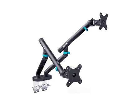 DIGITUS Bras support design pour 2 écrans, avec pince, blanc