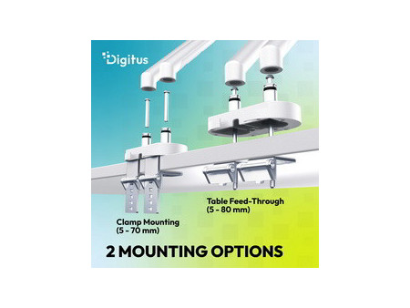 DIGITUS Bras support design pour 2 écrans, avec pince, noir