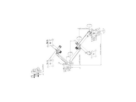 DIGITUS Bras support design pour 2 écrans, avec pince, noir