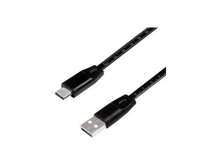 LogiLink Câble USB 2.0 avec règle, USB-A - USB-C mâle, noir