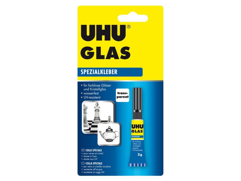 UHU colle spéciale GLAS, 3 g dans un tube, transparente