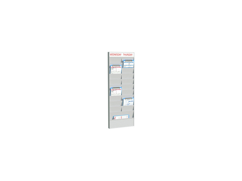 PAPERFLOW Planificateur de bureau mural, 20 casiers, gris