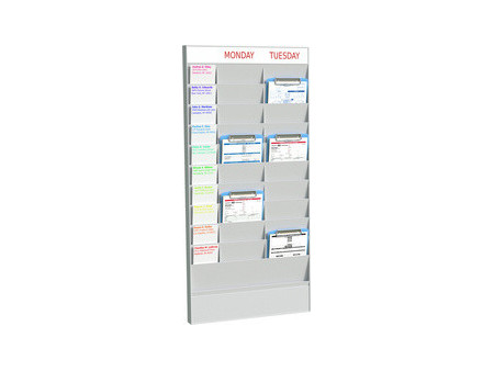 PAPERFLOW Planificateur de bureau mural, 20 casiers, gris