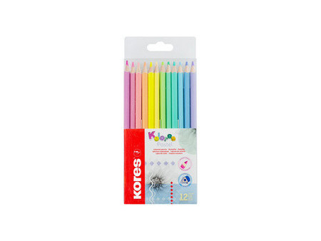 Kores Crayon de couleur 'Kolores Pastel', étui carton de 12