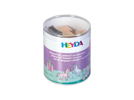 HEYDA Jeu de tampons à motif 'licorne', boîte transparente